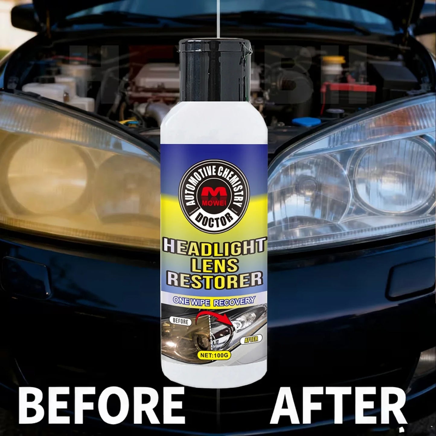 Car Headlight Restoration Kit – Polish, Yellow & Scratch Remover