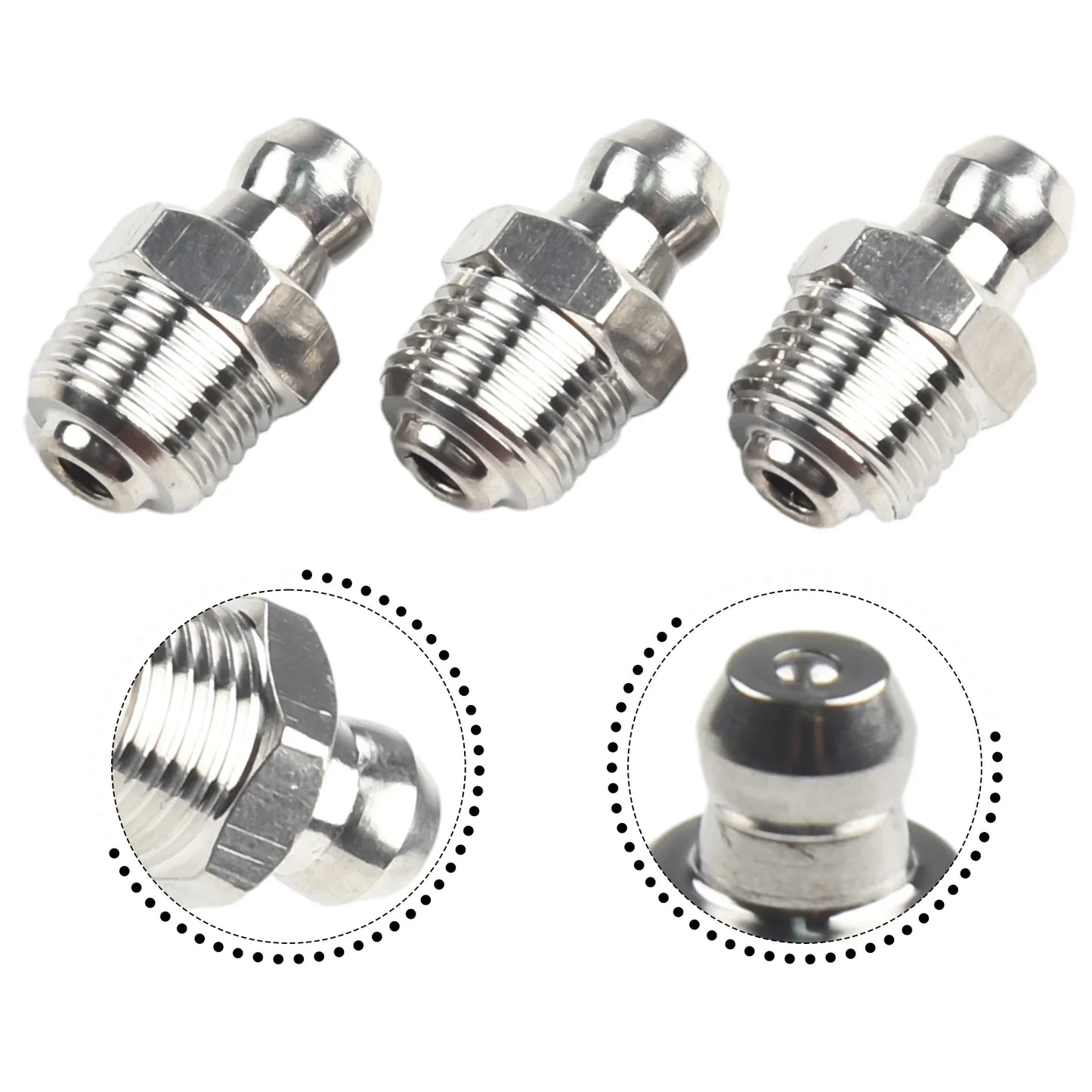 10-Pack M10 Stainless Steel Straight Hydraulic Grease Fittings