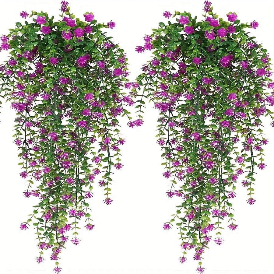 3pcs Artificial Hanging Plants UV Resistant Faux Eucalyptus Vine