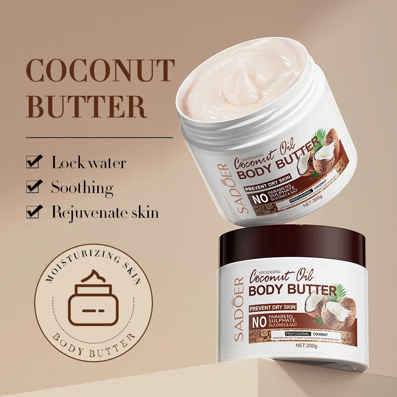 Coconut Moisturizing Body Butter, Hydrating Long-lasting Fragrance Cream, Nourishing Body Cream 200g/bottle Peaceful Pleasures Health and Wellness