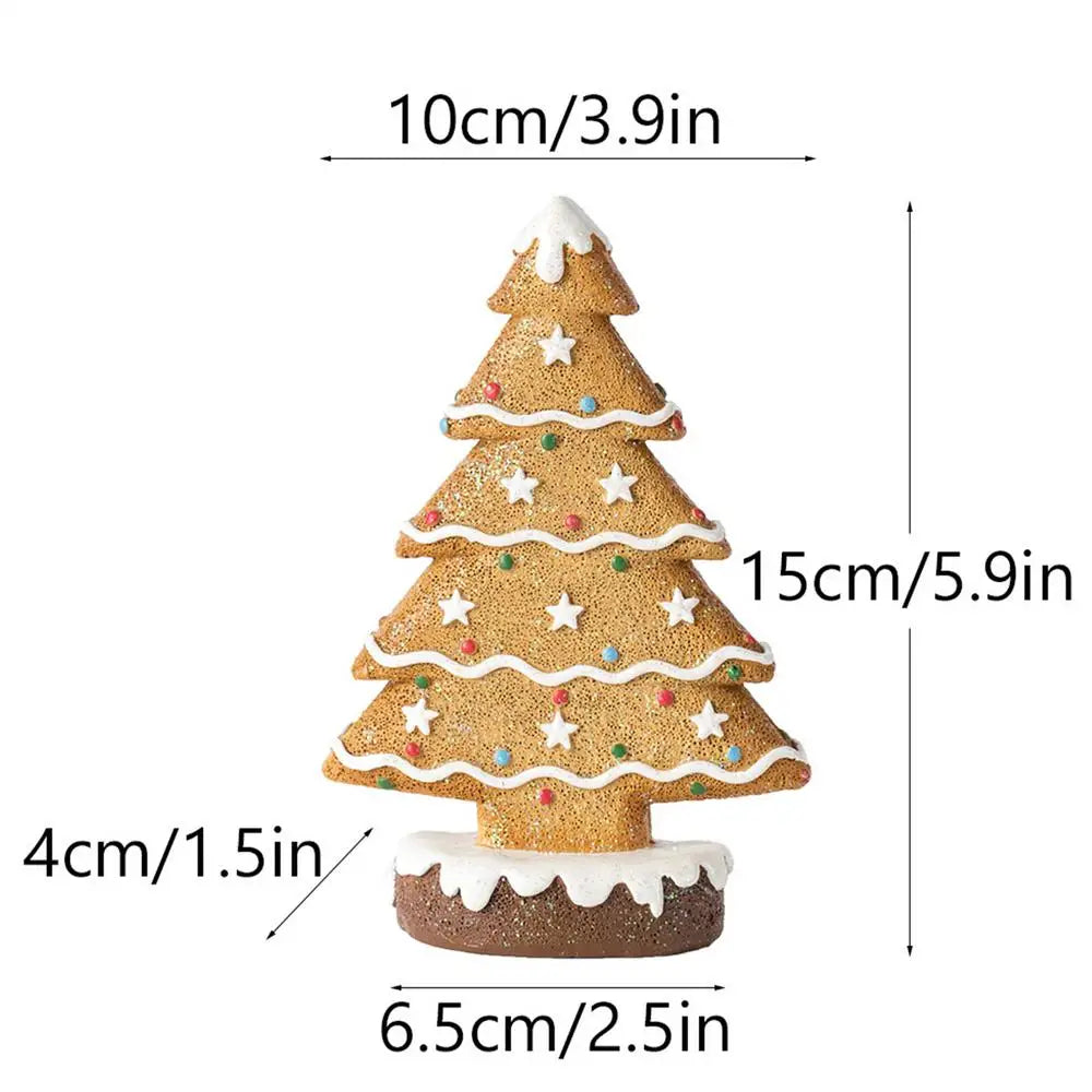 Table Christmas Tree Gingerbread Holiday Statue Gingerbread Tree Figurines Christmas Decorations For Holiday Indoor Desk Shelf Peaceful Pleasures Health and Wellness Yellow China Mainland