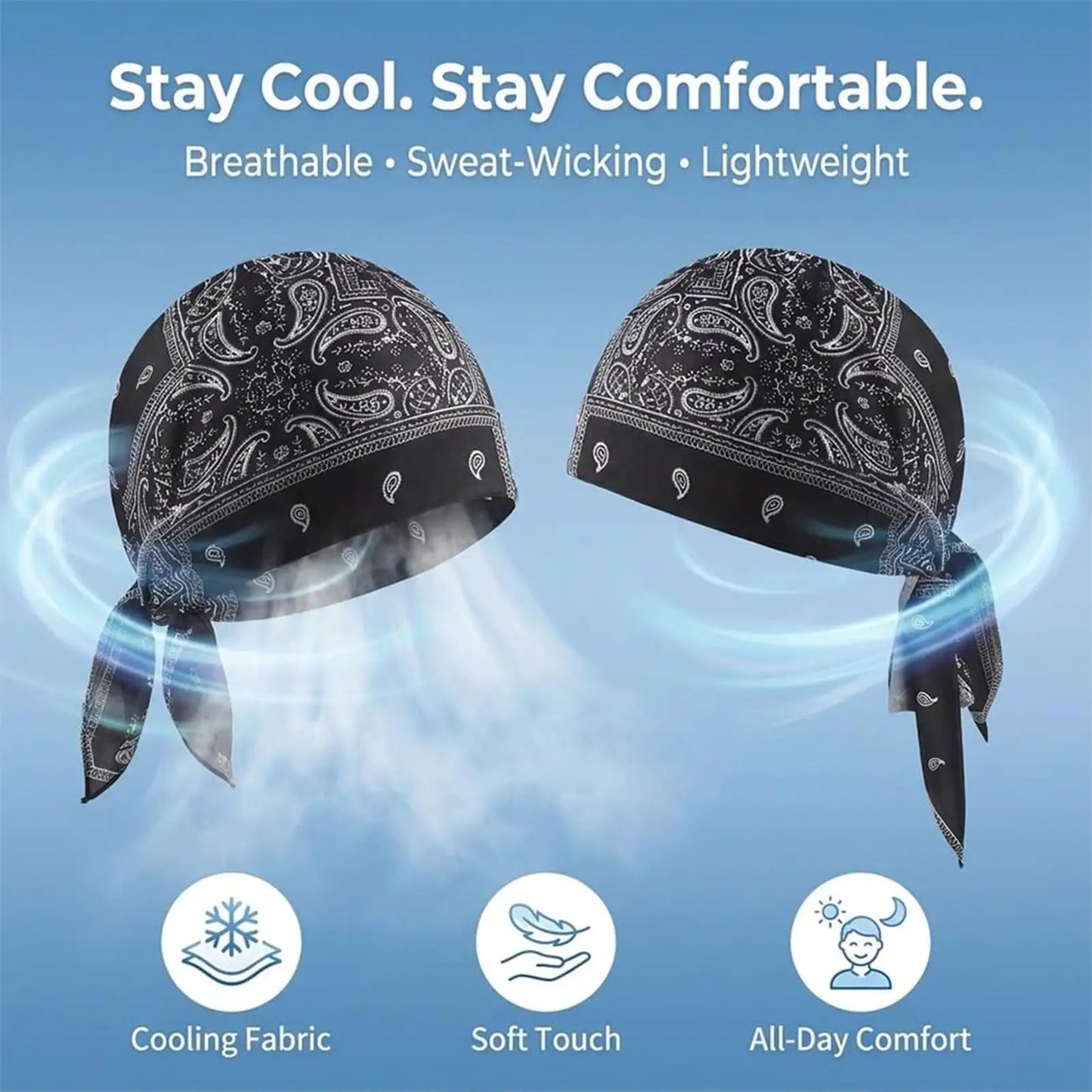 Sweat Wicking Cooling Skull Cap Stretchy Helmet Liner Breathable Head Scarf for Motorcycle Cycling Summer Running Gym Baseball ﻿ Peaceful Pleasures Health and Wellness