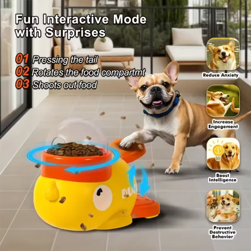 Dog Cat Pet Feeder Little Yellow Duck Interactive Puzzle Feeding