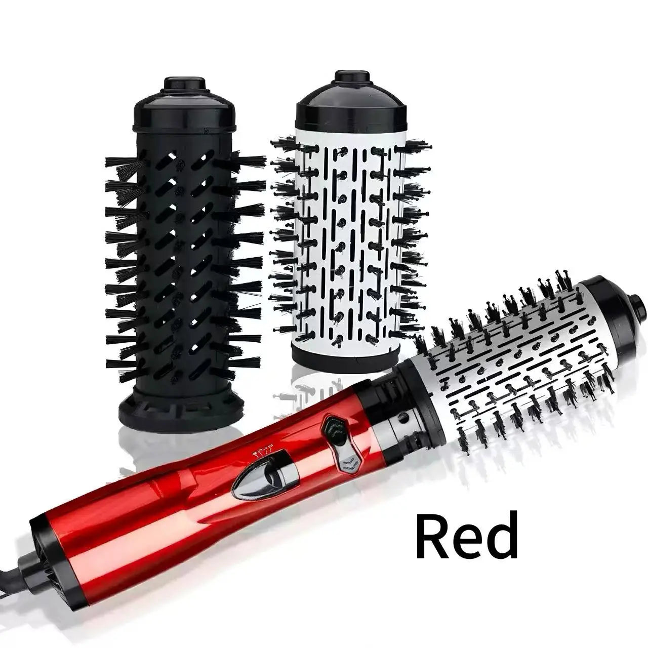 Negative Ion Automatic Curling Comb 3 in 1 Wave Big Curly Hair Straightener Hot Air Brush High Wind Blow Dry Brush Hair Care Peaceful Pleasures Health and Wellness Red EU
