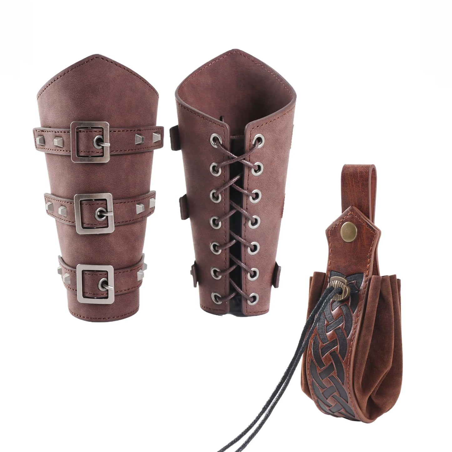 Men Medieval Knight PU Leather Belt Accessories Pouch Universal