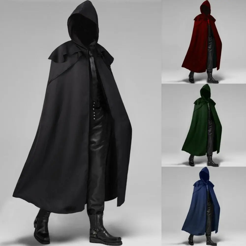 Halloween Hooded Cloak Gothic Long Robe Knight Pirate Costume