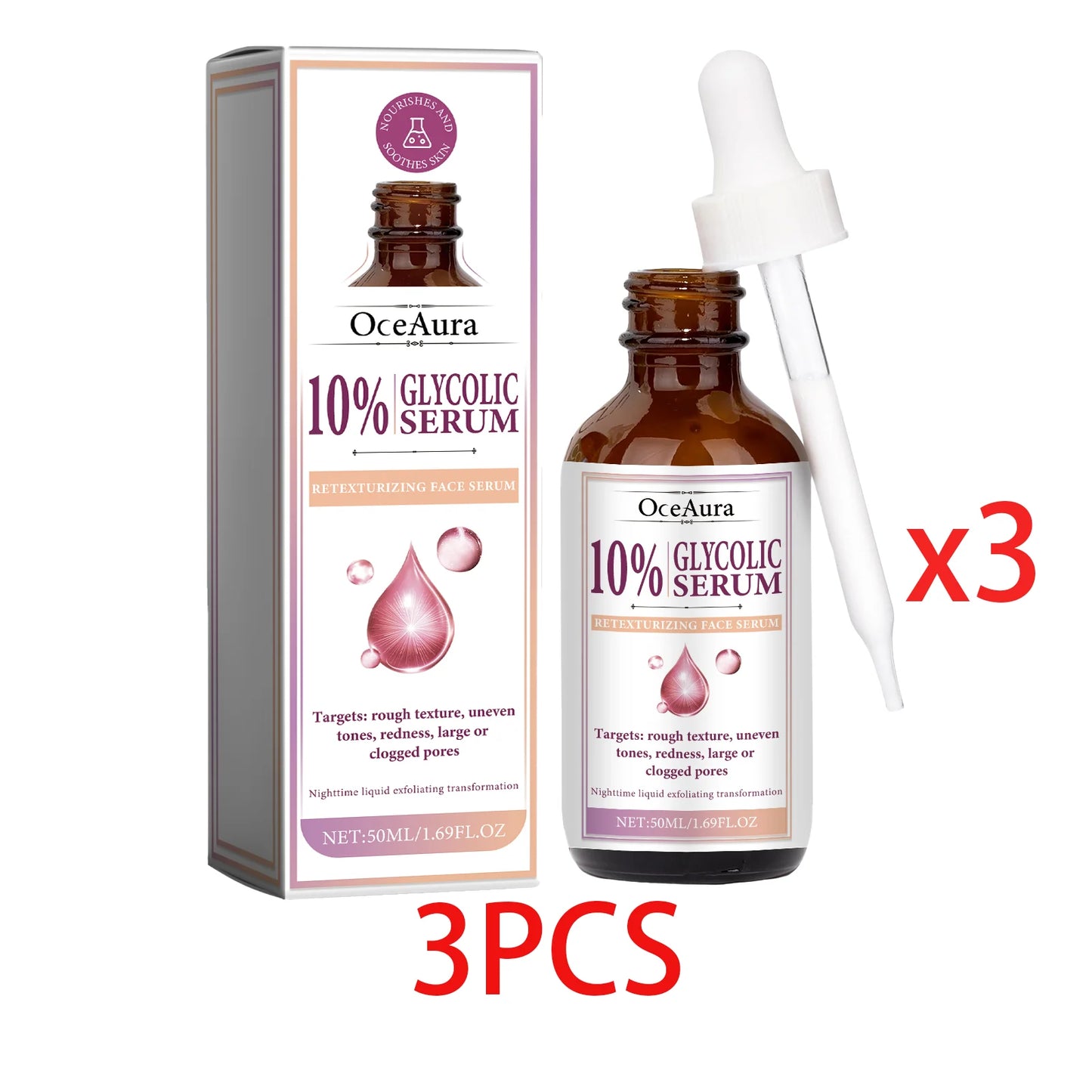 OceAura Glycolic Acid 10% Face Serum | AHA BHA Toning