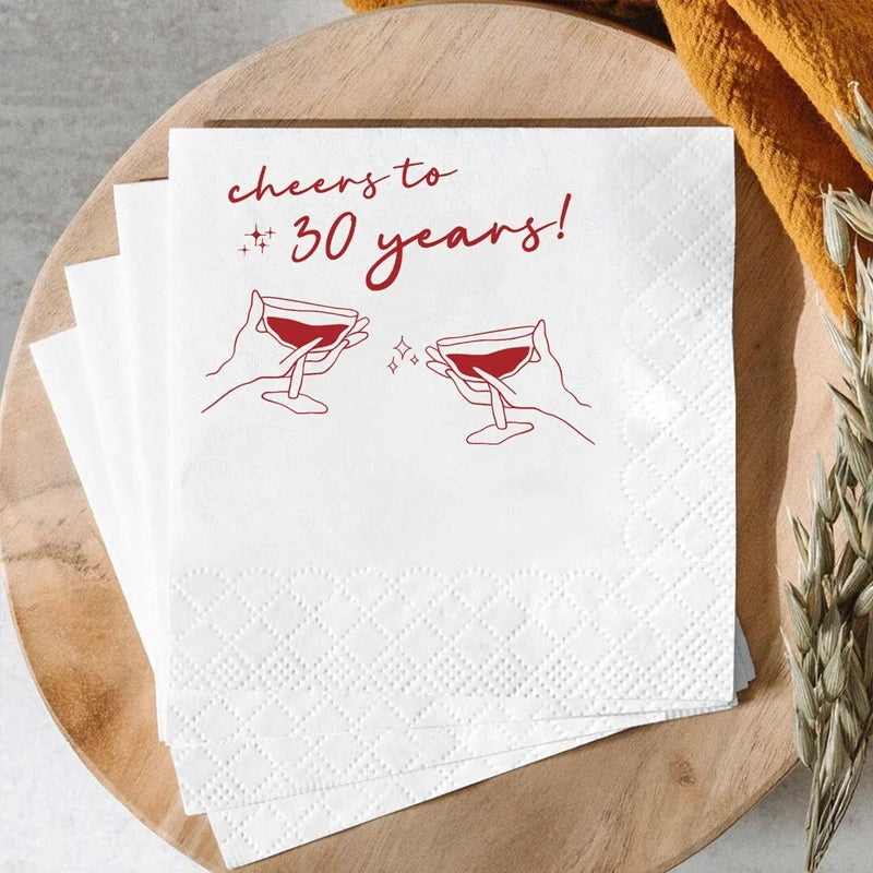 Cheers to 30 Years Cocktail Napkins – 20 Sheets | 30th Birthday