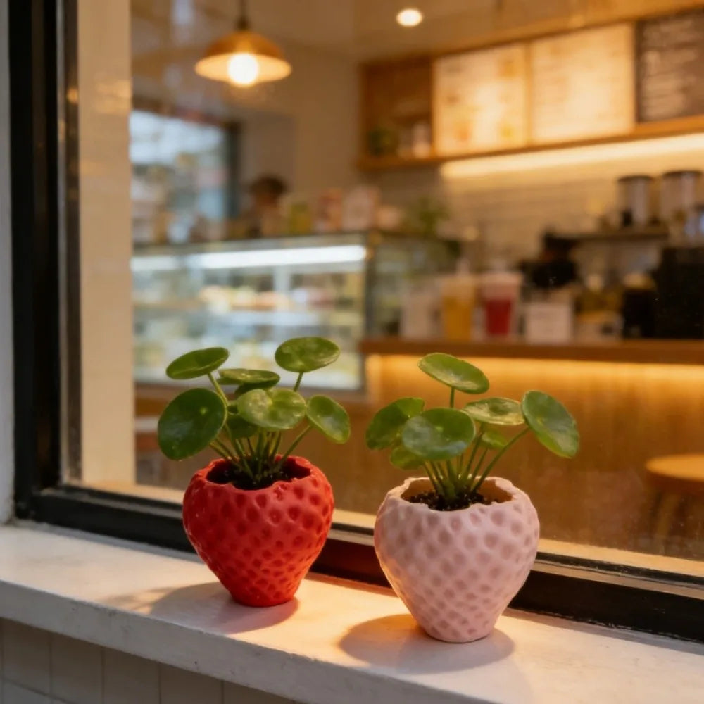 Strawberry Flower Pot – Cute Desktop Planter & Storage Box