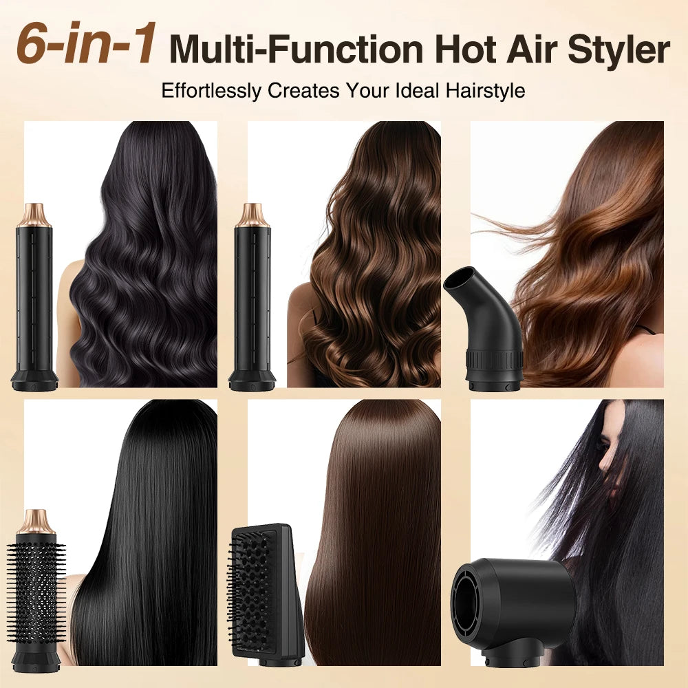 6 In 1 Hot Air Brush Low Noise Damage Free Styling Wet Dry Use One Step Hair Dryer And Volumizer Hair Styling Tool Home Salon Peaceful Pleasures Health and Wellness