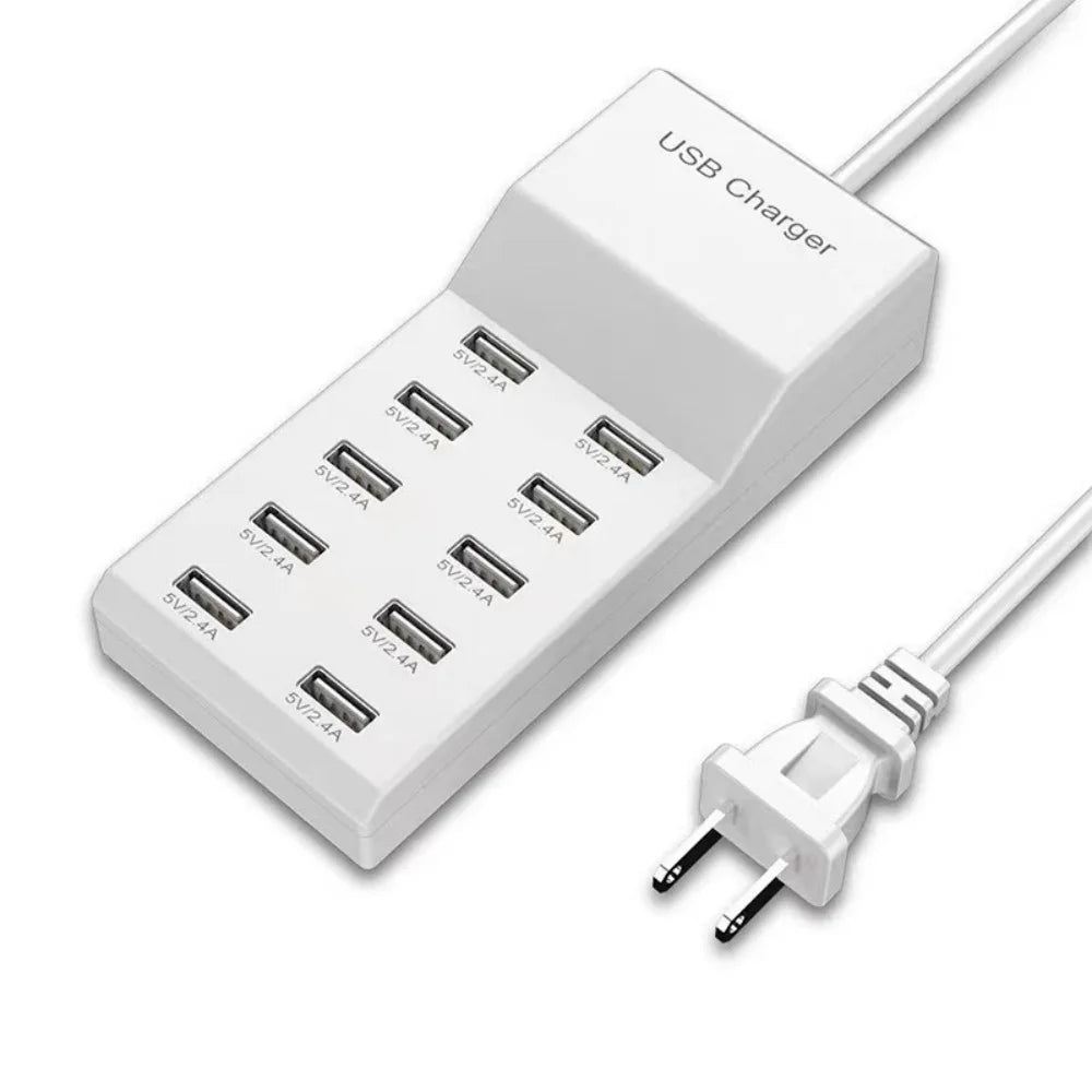 10-Port USB Charging Station 50W Fast Charger EU/UK/US Plug