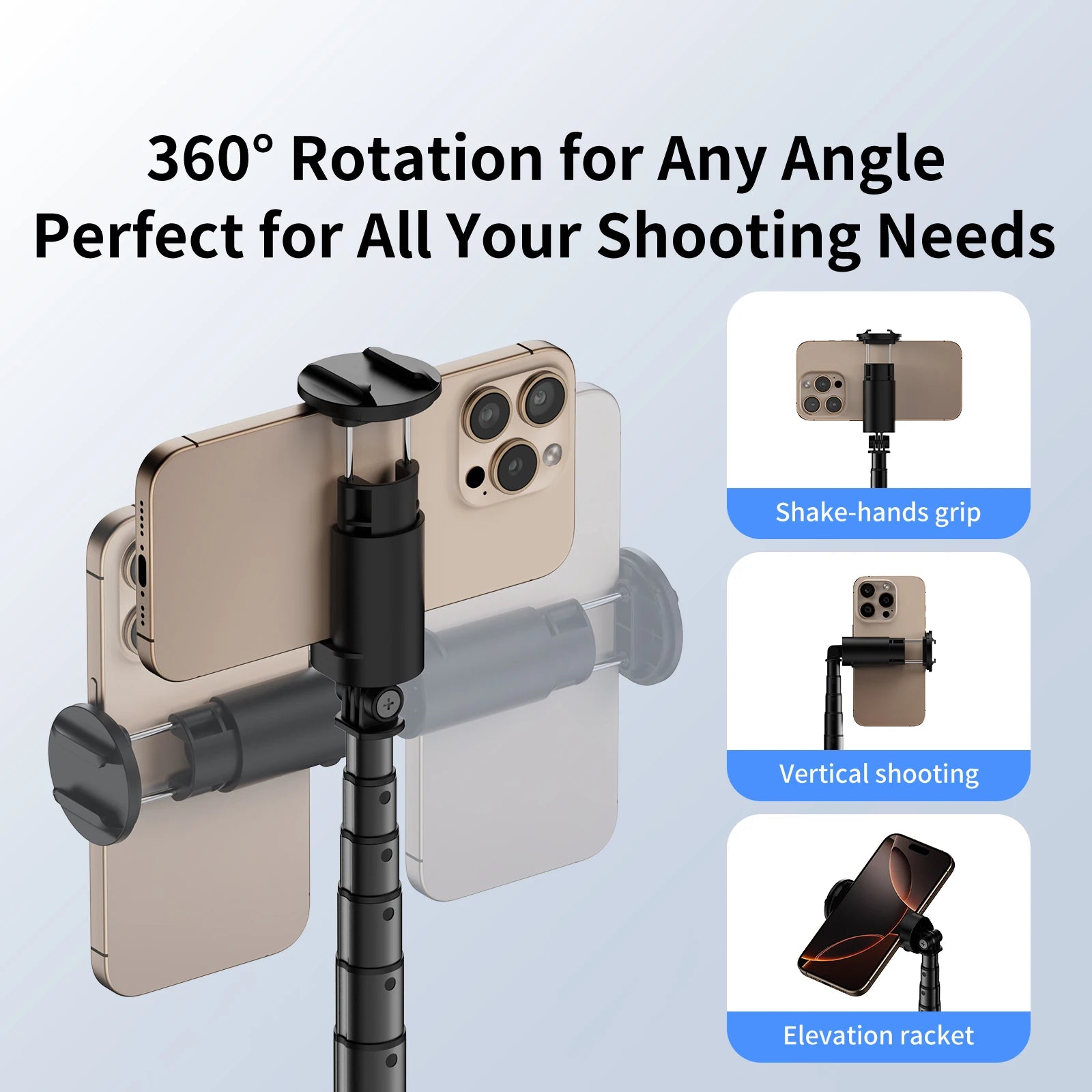1.7M Extendable Selfie Stick Tripod Stand Bounce Phone Holder 360° Rotation With Bluetooth Remote Control for Travel Photography Peaceful Pleasures Health and Wellness