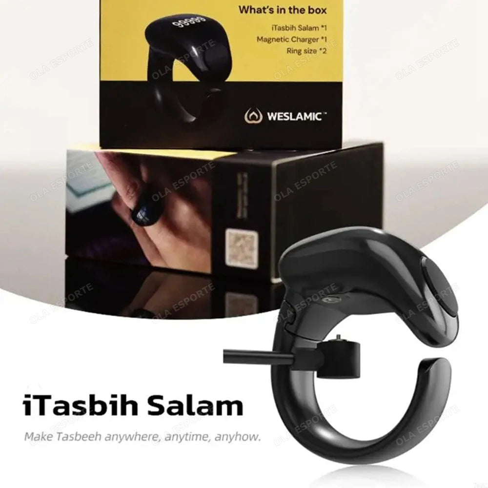Weslamic Smart Tasbeeh Zikr Ring Islamic Tally Digital Counter for Muslims Praise Prayer Reminder Magnetic Charging Waterproof Peaceful Pleasures Health and Wellness