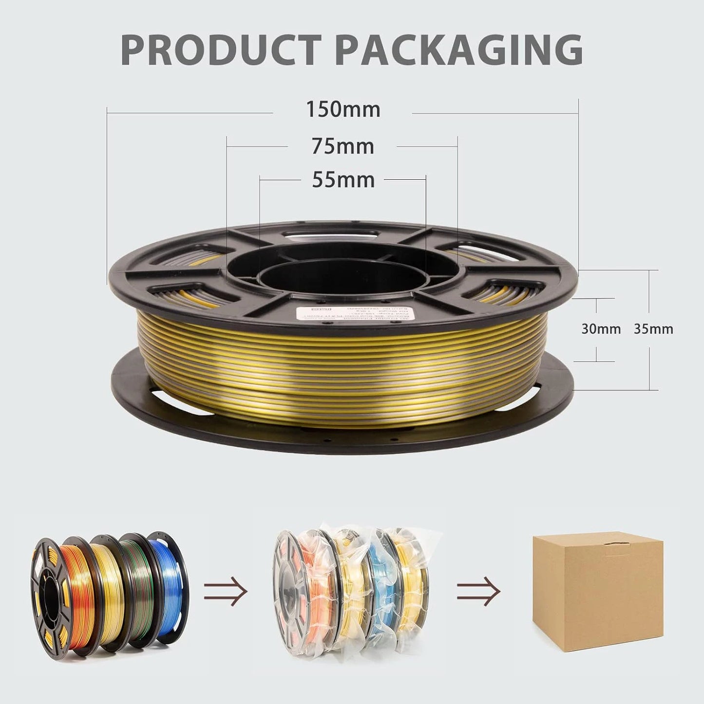 3D Maliang Dual Color Silk PLA Filament 1.75mm – 4-Pack