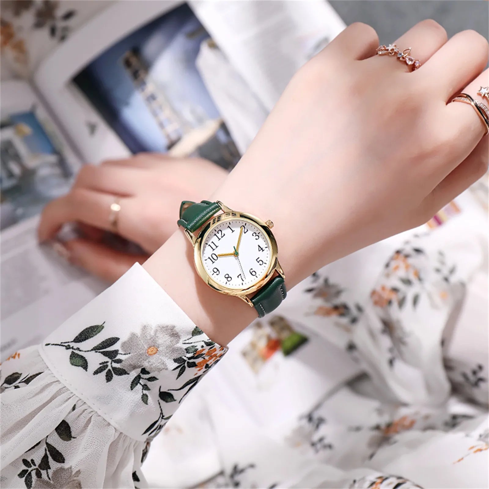 Japan Movement Women Quartz Fine Watch Easy To Read Arabic Numerals Simple-Dial Peaceful Pleasures Health and Wellness