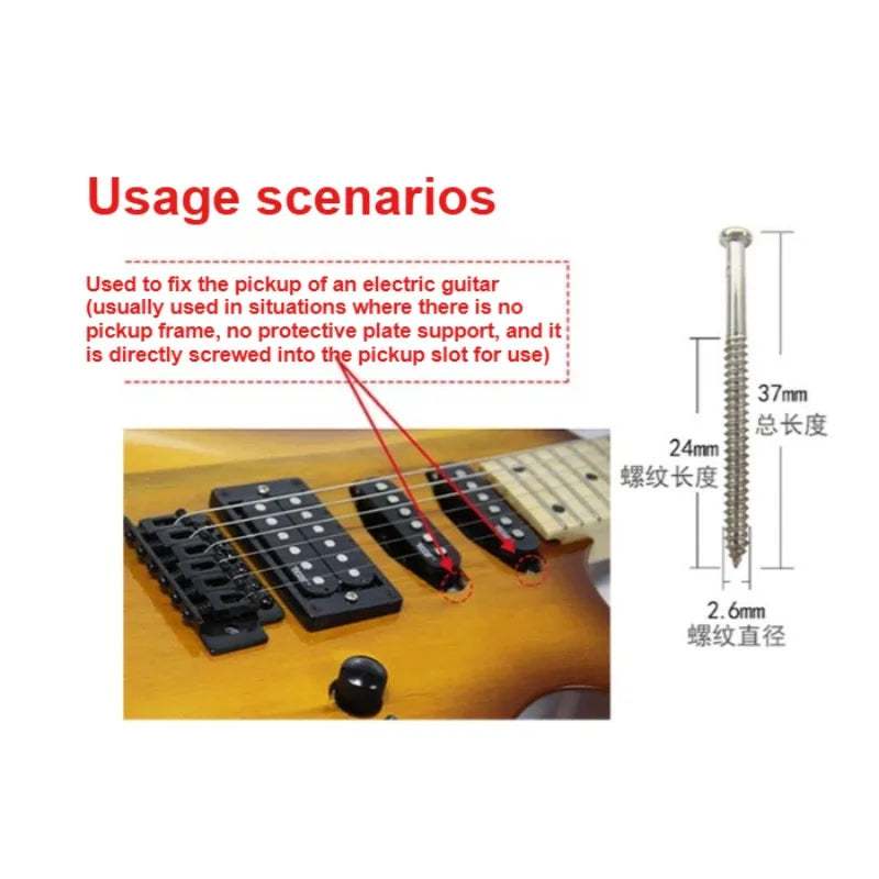 Electric Guitar Pickup Screws Mushroom Head 2 6 37-Silver 10