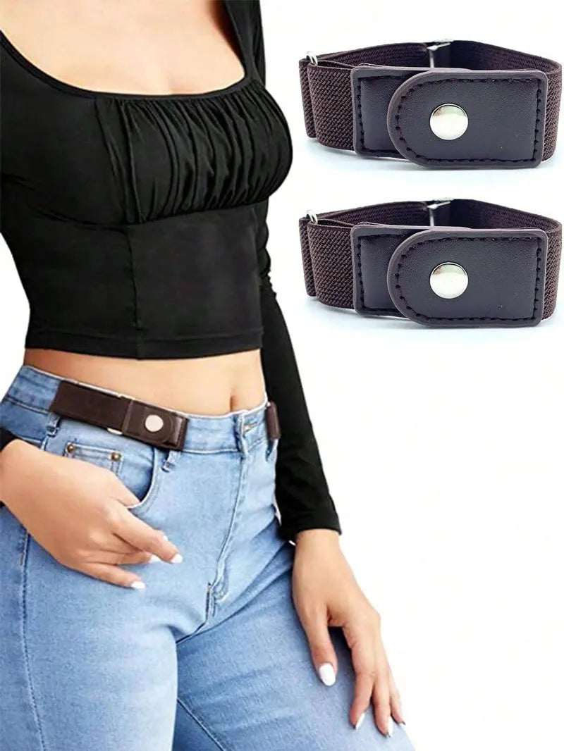 2-Pack No Buckle Elastic Belt Unisex | Invisible Stretch Belt