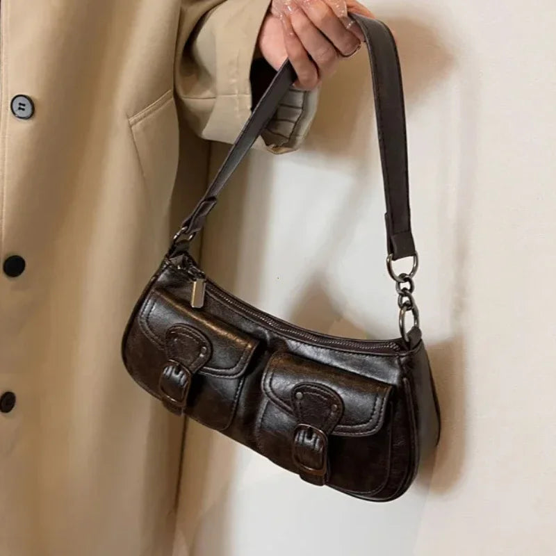 Autumn Winter New Vintage Armpit Bag for Women Stylish Trendy High Grade Texture Crescent Shoulder Bag Fashion Daily Commute Bag Peaceful Pleasures Health and Wellness