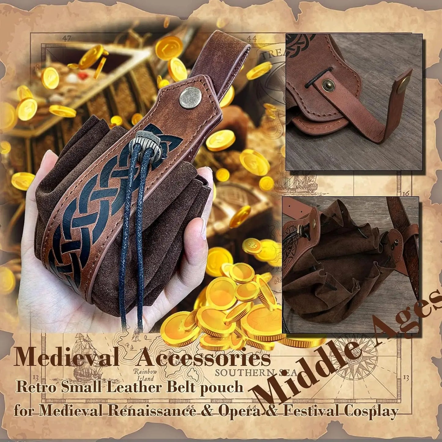 Halloween Renaissance Cosplay Pouch Coin Purse Phone Holder Skirt