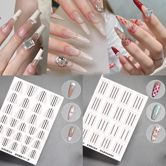 1 Sheet Transparent French Manicure Guide Stickers Strong Adhesive Nail Art Decals French Manicure DIY Stencil 3D Styling Tools Peaceful Pleasures Health and Wellness