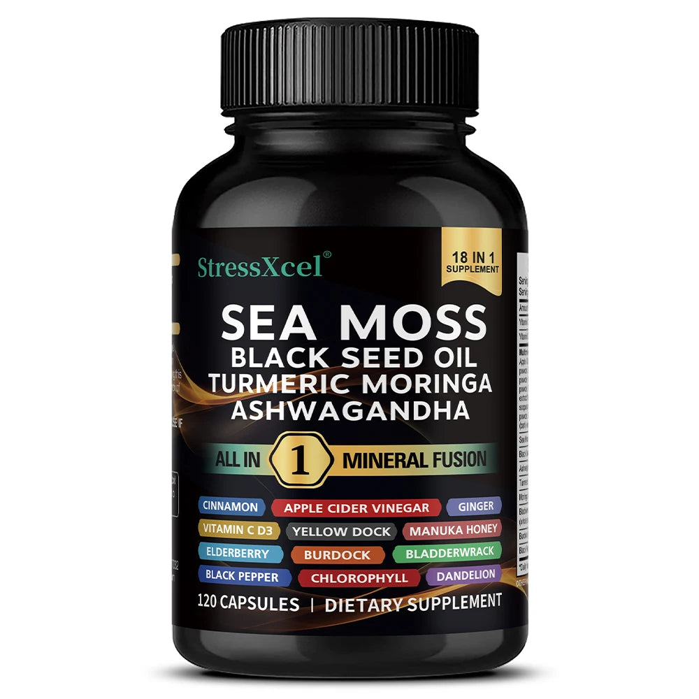 Sea Moss Capsules with Ashwagandha & Black Seed Oil | Immunity
