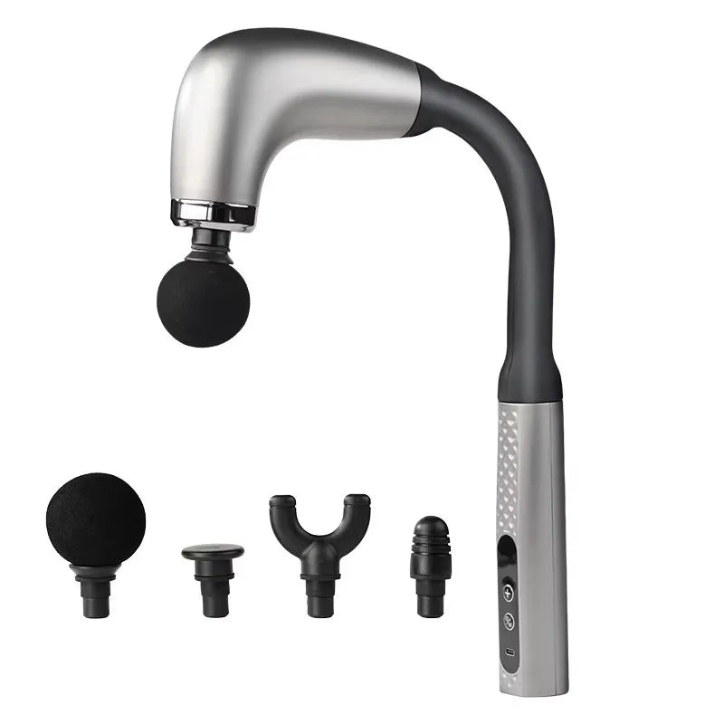 2025 New Smart Fascia Gun Electric Massager Massage Hammer Electric Fascia Gun Home Handheld Hammer Back Artifact Christmas Gift Peaceful Pleasures Health and Wellness Silvery