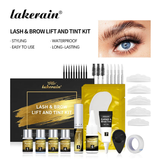 Pro Lash And Brow Tinting Kit For Lash Brow Lift Perm Fixation Setting Curled Lashes Long-lasting Set 4-6 Weeks Lash Curler Perm Peaceful Pleasures Health and Wellness