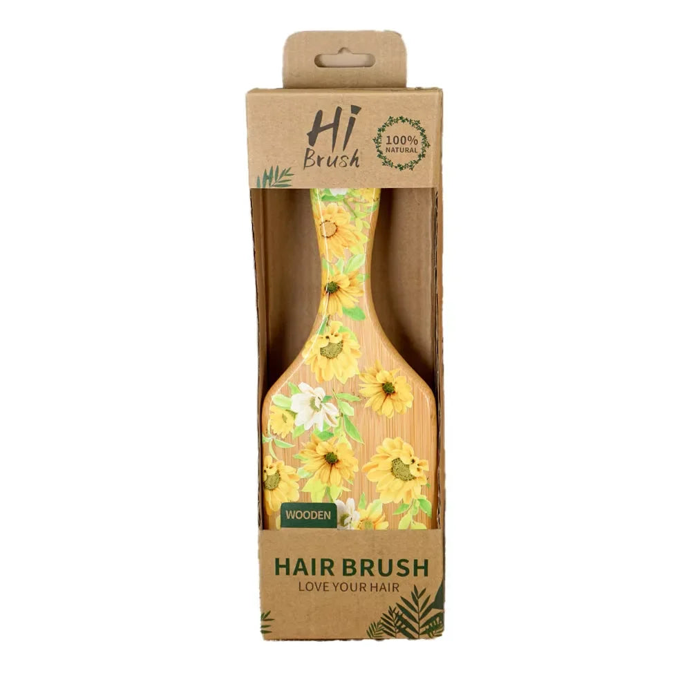 Sunflower Bamboo Air Cushion Hair Brush – Natural Wood Detangler