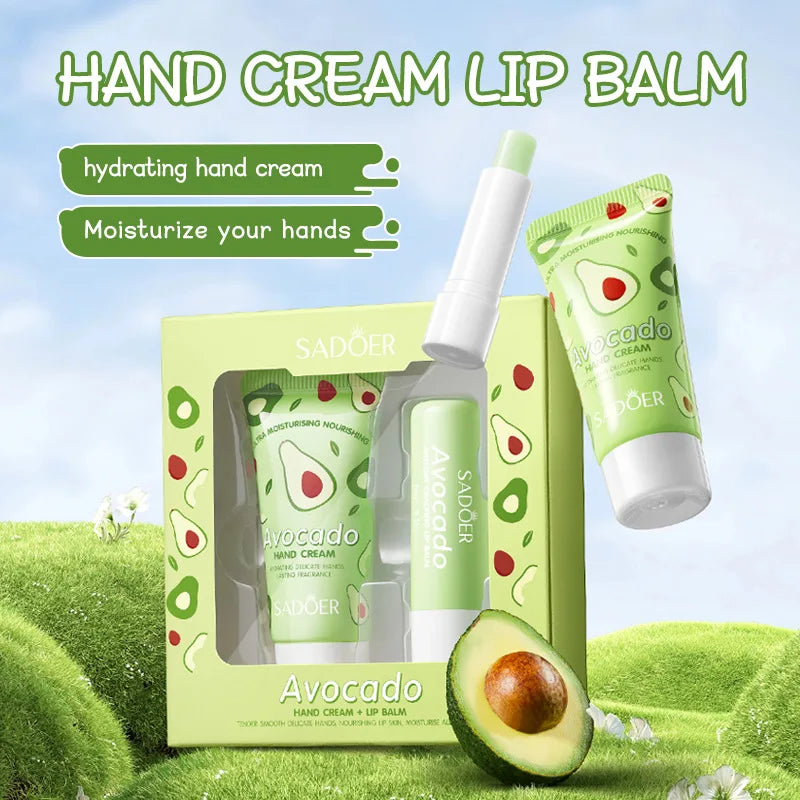SADOER Avocado Hand Cream & Lip Balm Set | 2pc Moisture