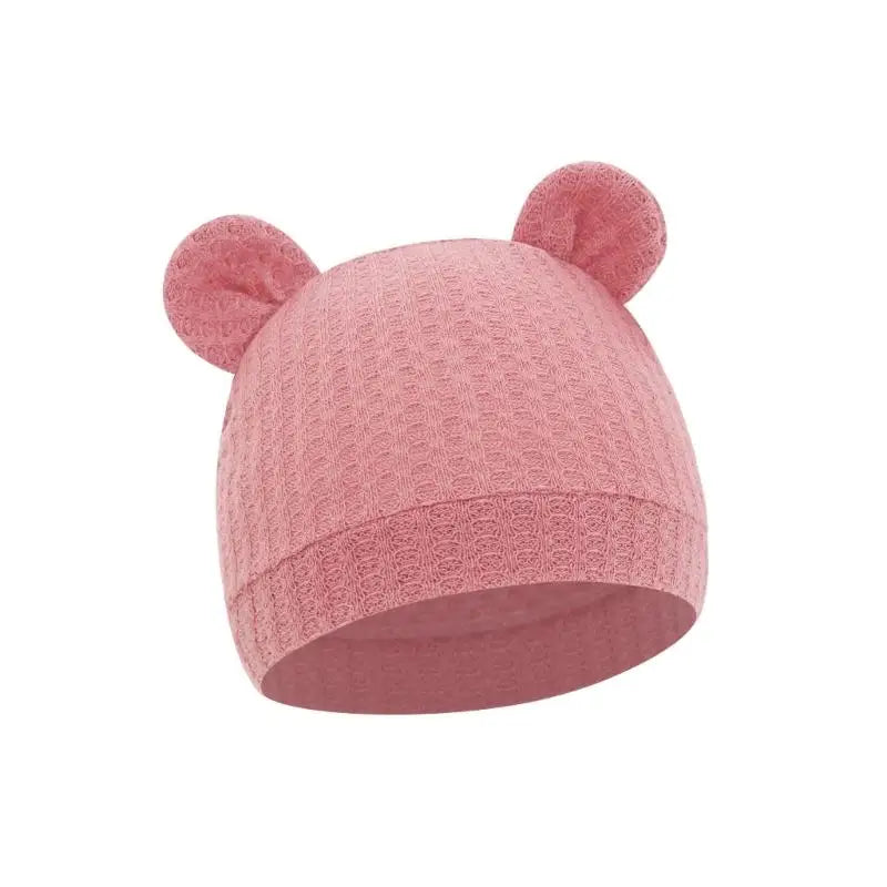 Bear Ear Newborn Baby Hat | Waffle Knit Stretchy Cap 0–24 Months
