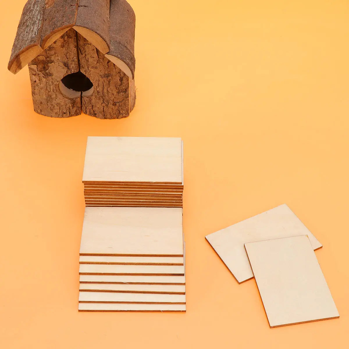 60Pcs Wooden Slices 7.6x5.1cm Right Angle Rectangular Wood Chips Smooth Lightweight DIY Handicraft Accessories for Wall Decor Peaceful Pleasures Health and Wellness