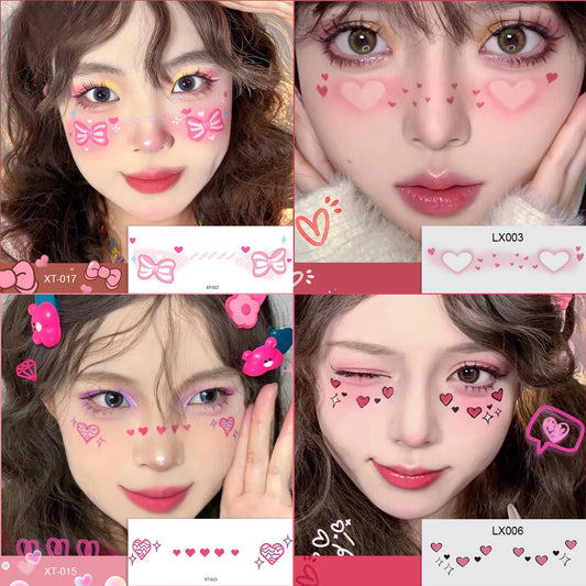 Cute Love Heart Face Temporary Tattoo Stickers – Waterproof Eye Shadow & Makeup Stickers for Party & Festival Looks Peaceful Pleasures Health and Wellness