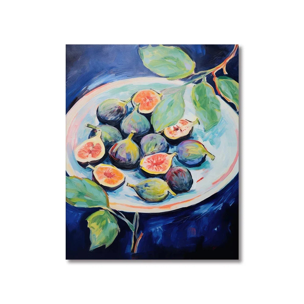(1pc frameless)Colorful Modern Abstract Fruit Canvas Prints Maximalist Peach Strawberry Watermelon Wall Art Poster for Living Peaceful Pleasures Health and Wellness CT10060-7 50x70cm Unframed