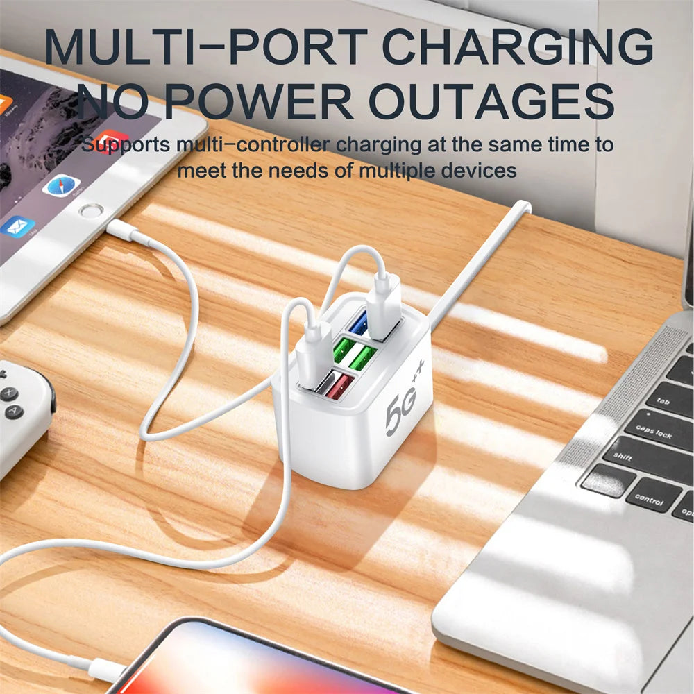 6-in-1 Power Strip USB Hub Desktop Charging Station 1m Cord