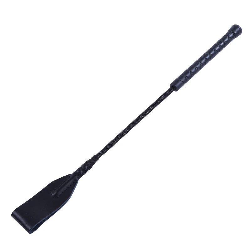 Black Faux Leather Horse Whip Handmade Braided Riding Crop for Equestrian Racing Training Equipment High Quality Peaceful Pleasures Health and Wellness