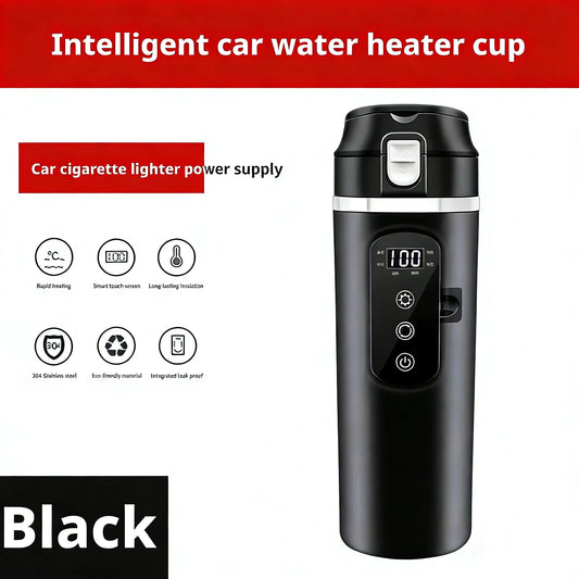Vehicle-Mounted Smart Digital Display Kettle - 12V/24V Universal Electric Heating Cup 500ML Portable Outdoor Hot Water Boiler Peaceful Pleasures Health and Wellness
