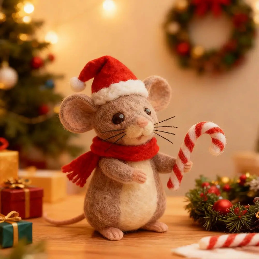 Christmas Wool Felt Mouse Ornaments – Cute Holiday Tree Decor Christmas Tree Ornament Peaceful Pleasures Health and Wellness