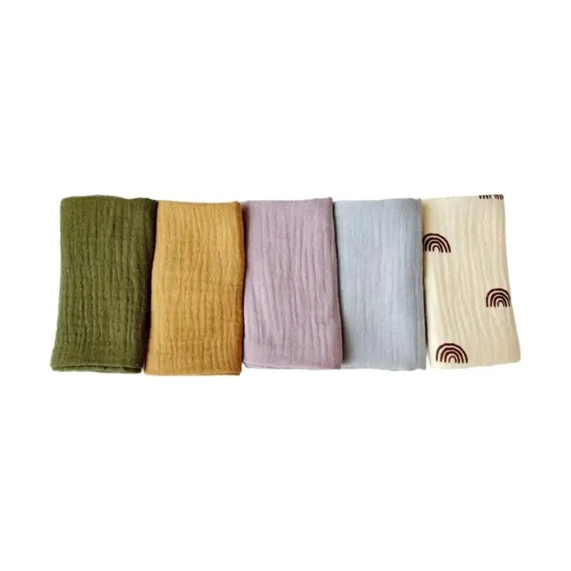 5-Pack Baby Burp Cloths | 4-Layer Soft Cotton Face Towels