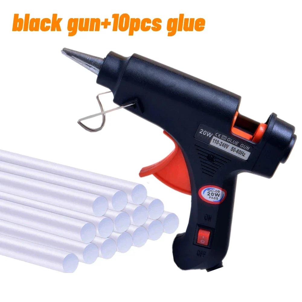 20W Mini Hot Melt Glue Gun Kit with 10 Glue Sticks – DIY Crafts