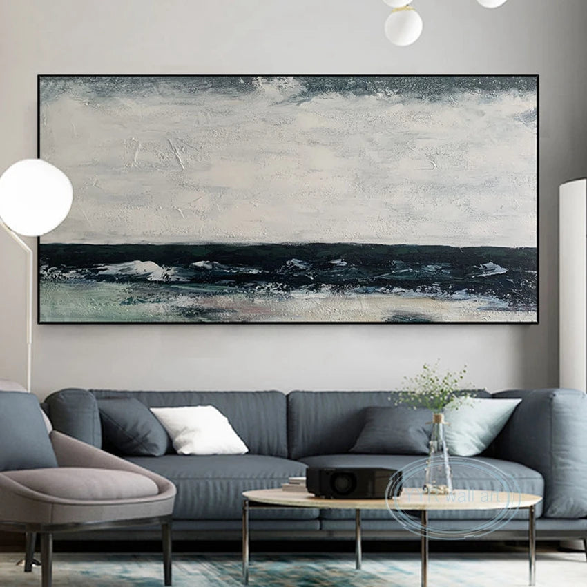 Nordic Abstract Hand-Painted Canvas Wall Art | Frameless Oil Canvas Wall Painting Peaceful Pleasures Health and Wellness
