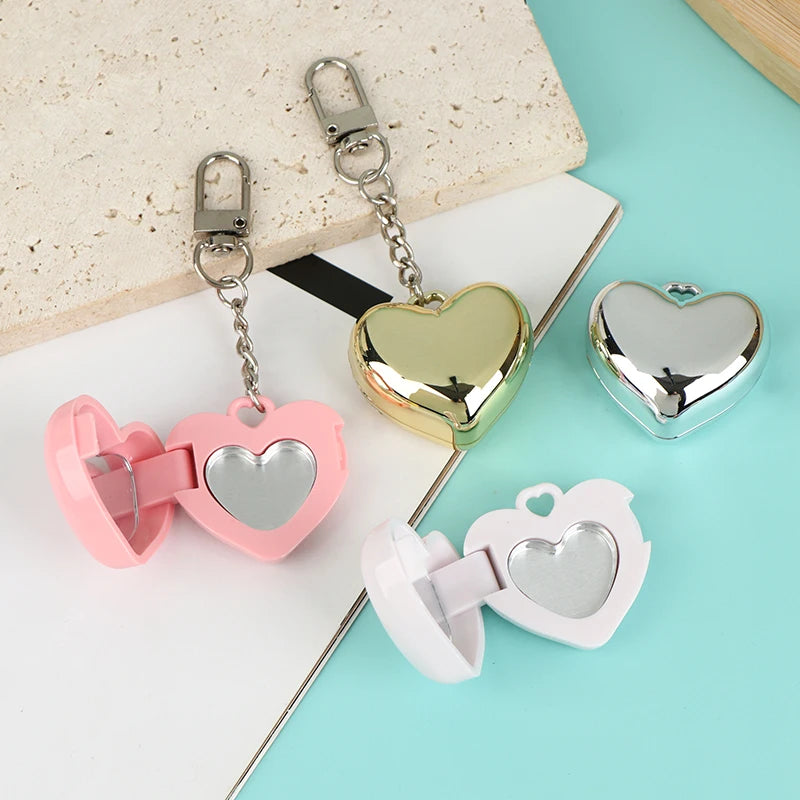 1Pcs Heart Shape Mini Empty Blush Powder Box Eye Shadow Container With Mirror And Aluminum Pan Key Chain Lipstick Case Packaging Peaceful Pleasures Health and Wellness