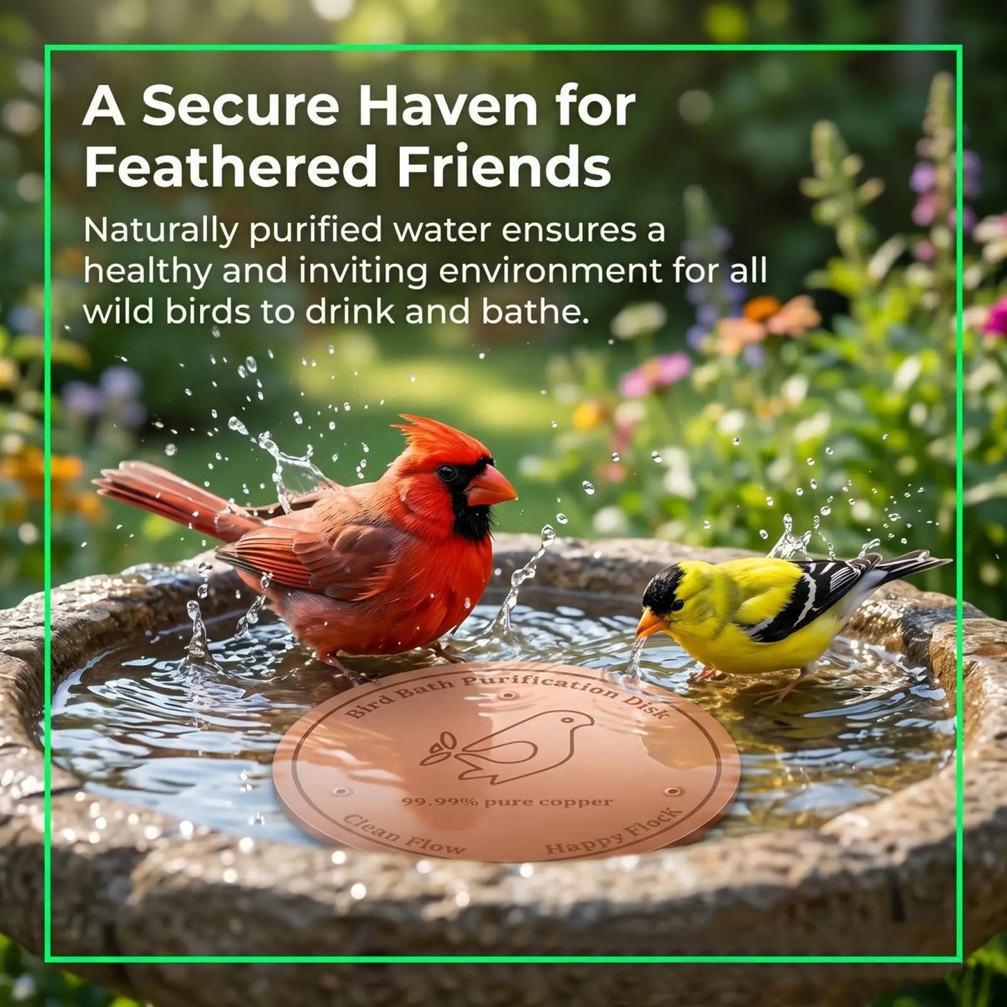 Copper Bird Bath Purification Disk | Natural Water Cleaner