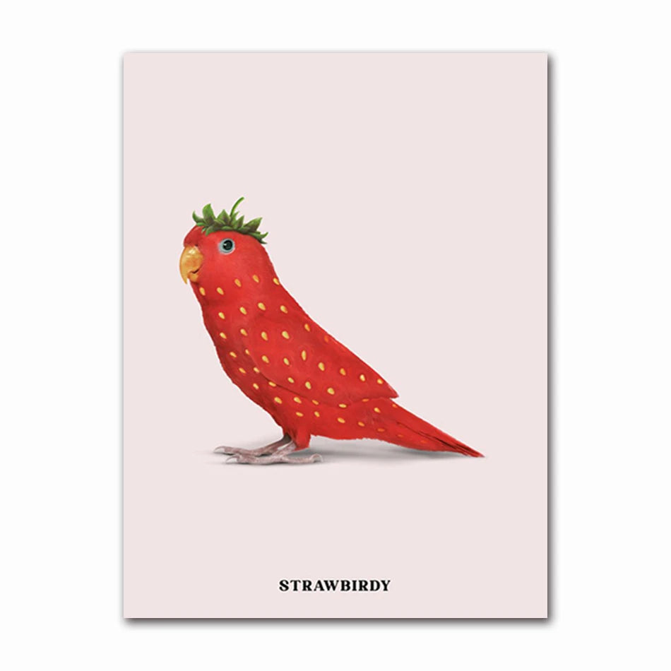 Funny Fruit Animal Canvas Wall Art | Kitchen & Living Room Decor