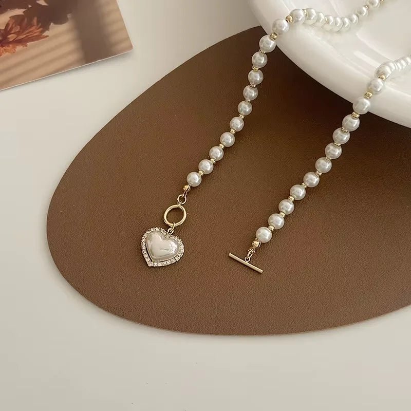 New Heart-shaped Pearl Necklace For Women Heart Pendant Necklaces Niche Chokers Necklace Accessories Luxury Jewelry Gifts Peaceful Pleasures Health and Wellness
