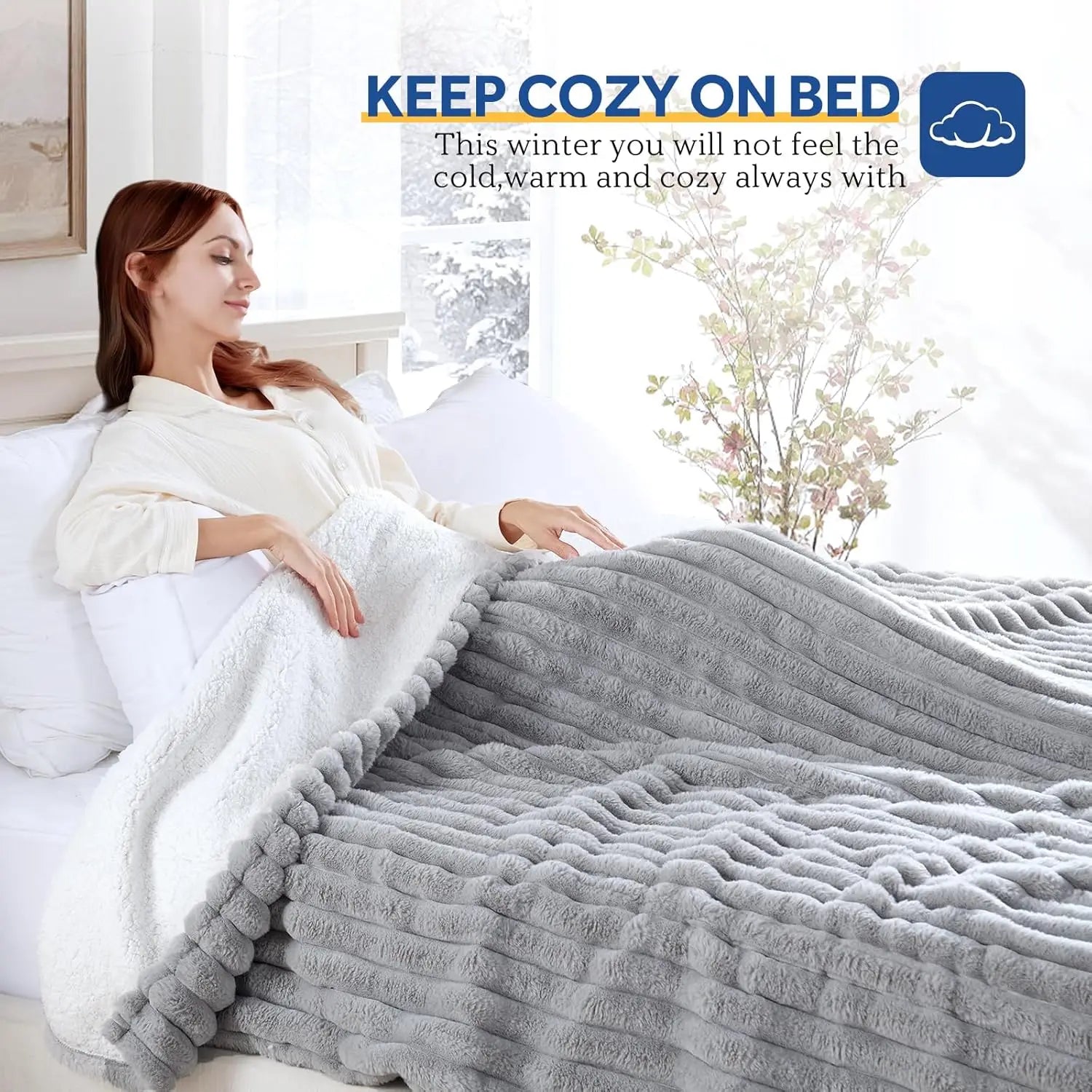 Twin Electric Heated Blanket 62x84" – Faux Fur & Sherpa, ETL, 10 Levels Peaceful Pleasures Health and Wellness