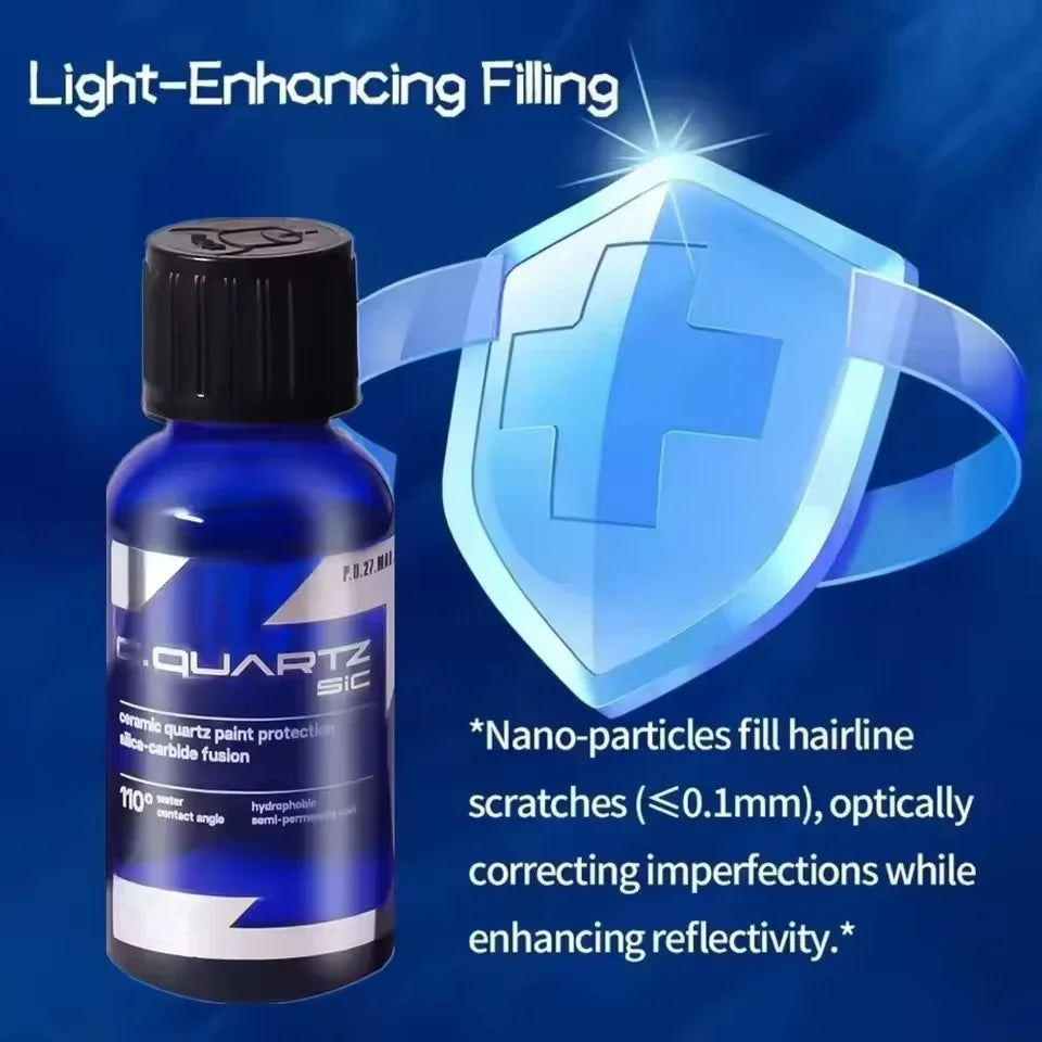 For CAR CQUARTZ SiC 30ml Kit Car Ceramic Coating Finish Quartz Based Nanotechnology Bonds To Paint Glass Metal and Plastic Peaceful Pleasures Health and Wellness