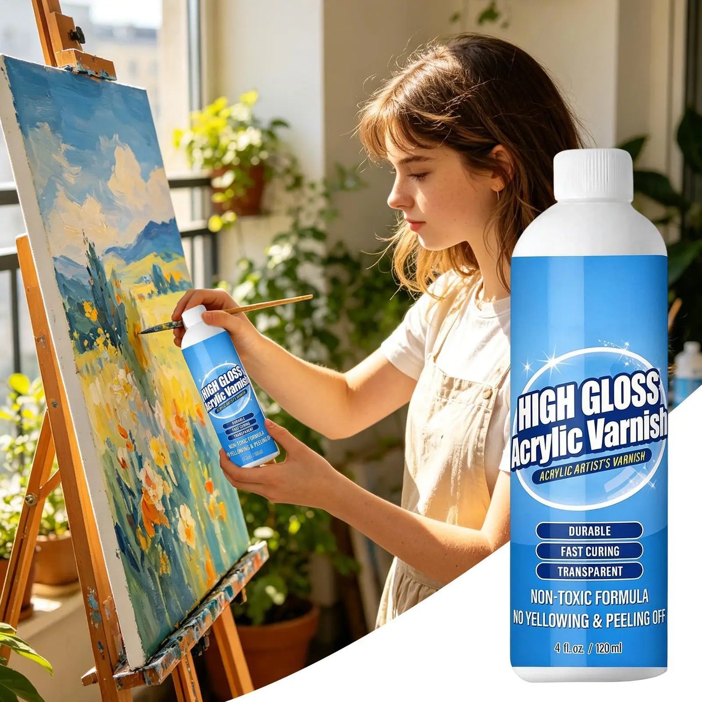 High Gloss Acrylic Varnish 120ml | UV Resistant, Fast Drying