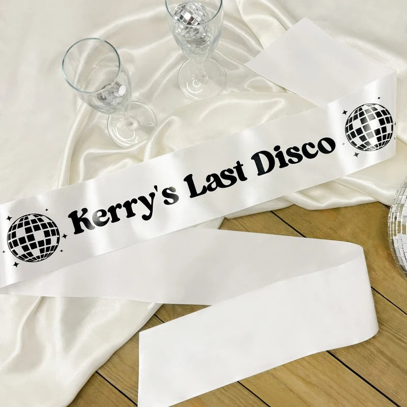 Last Disco Bachelorette Party Sash | Custom Retro Bride Sash