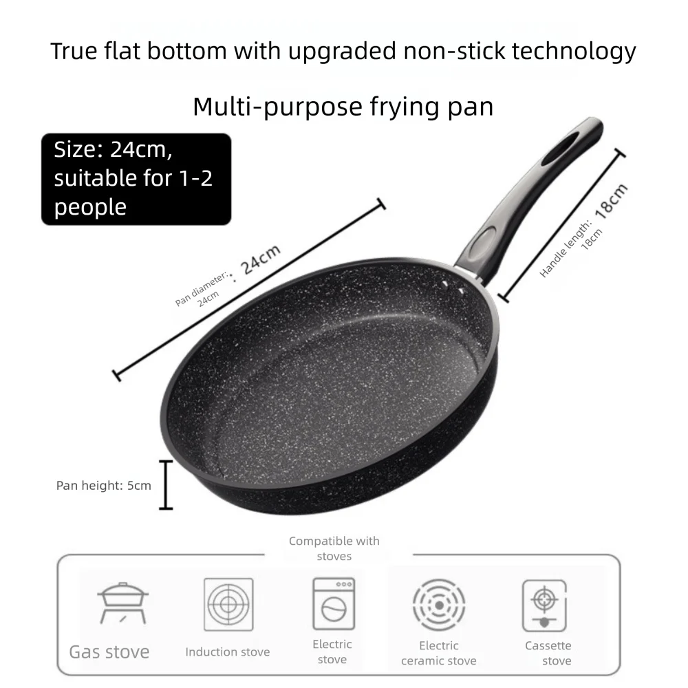 Stone Nonstick Frying Pan with Glass Lid | 22–28 cm Skillet