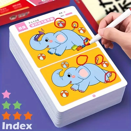 Find Difference Fun Focus Training Game Erasable Picture Cards Peaceful Pleasures Health and Wellness